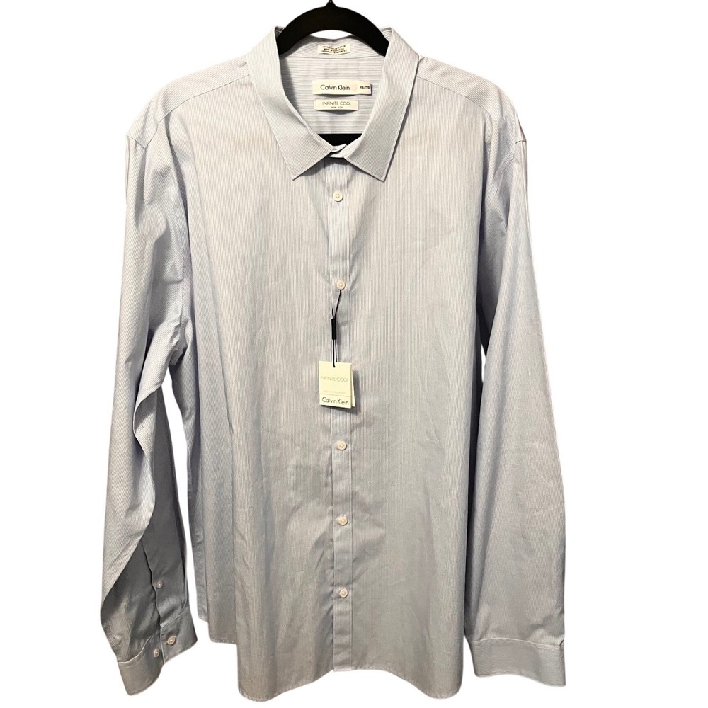NWT Calvin Klein Mens XXL Infinite Cool Non-Iron Dress Shirt Placid Blue